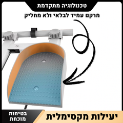 Step stool with a blue and orange design on a white background